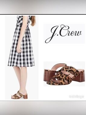 J. Crew Penny Slide Sandals in Leopard Calf Hair